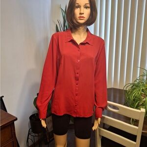 Covington Red Button-Down Shirt for Women